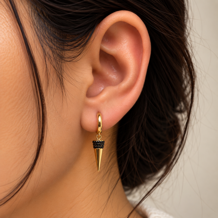 Black cone earhoops