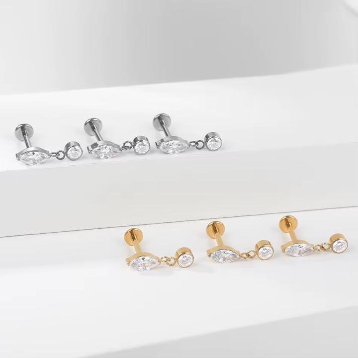 leaf stone studs