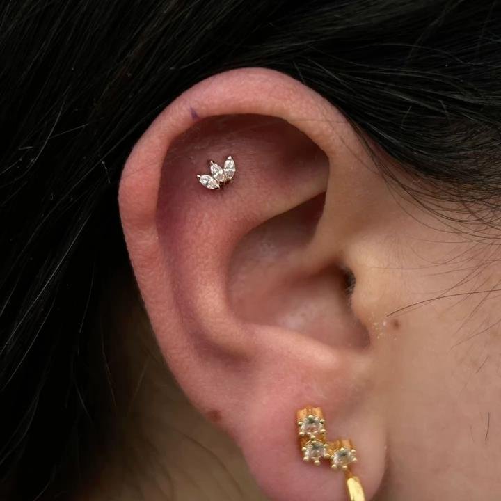 Silver 3 leaf studs
